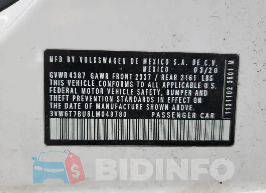 3VW6T7BU8LM049780 Photo# 13
