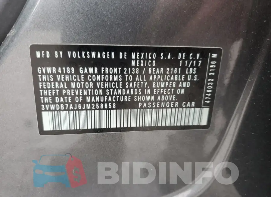 3VWDB7AJ6JM258658 Photo# 12