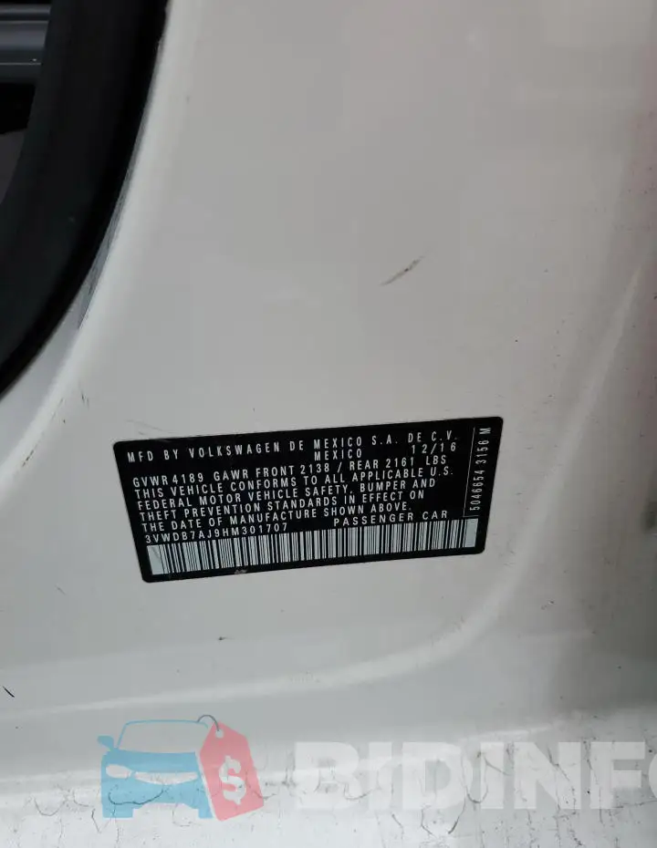 3VWDB7AJ9HM301707 Photo# 12