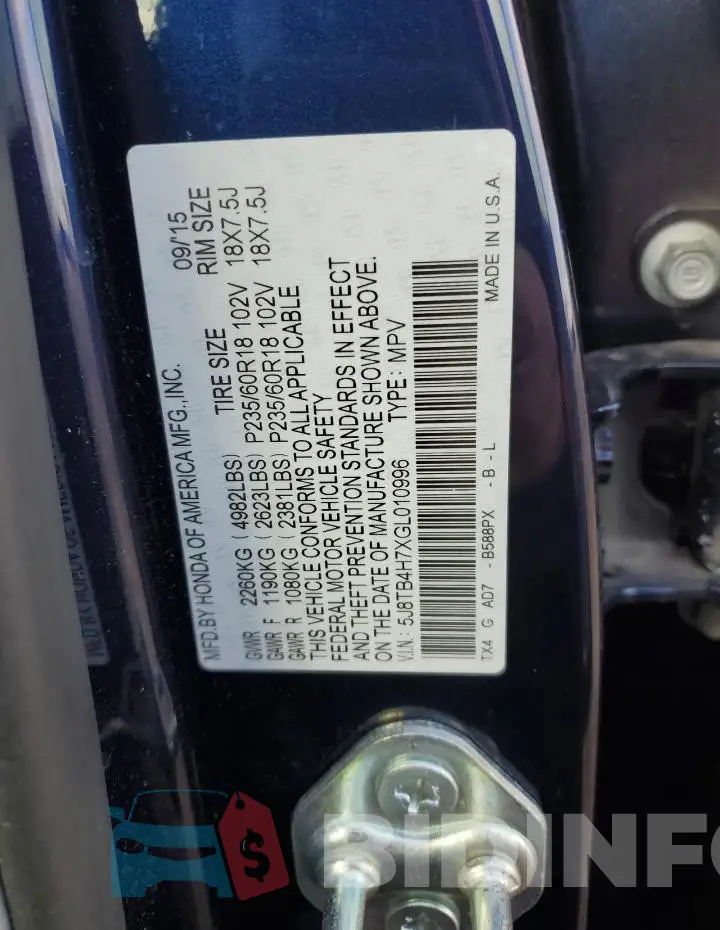 5J8TB4H7XGL010996 Photo# 13