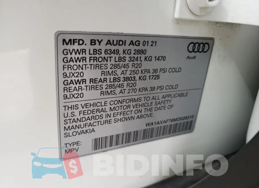 WA1AXAF76MD028310 Photo# 13