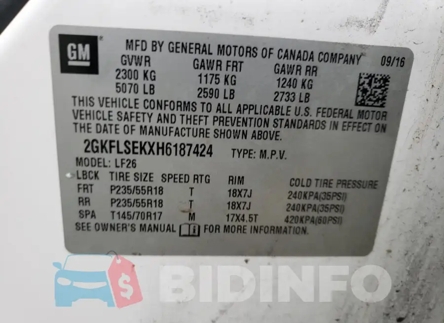 2GKFLSEKXH6187424 Photo# 13