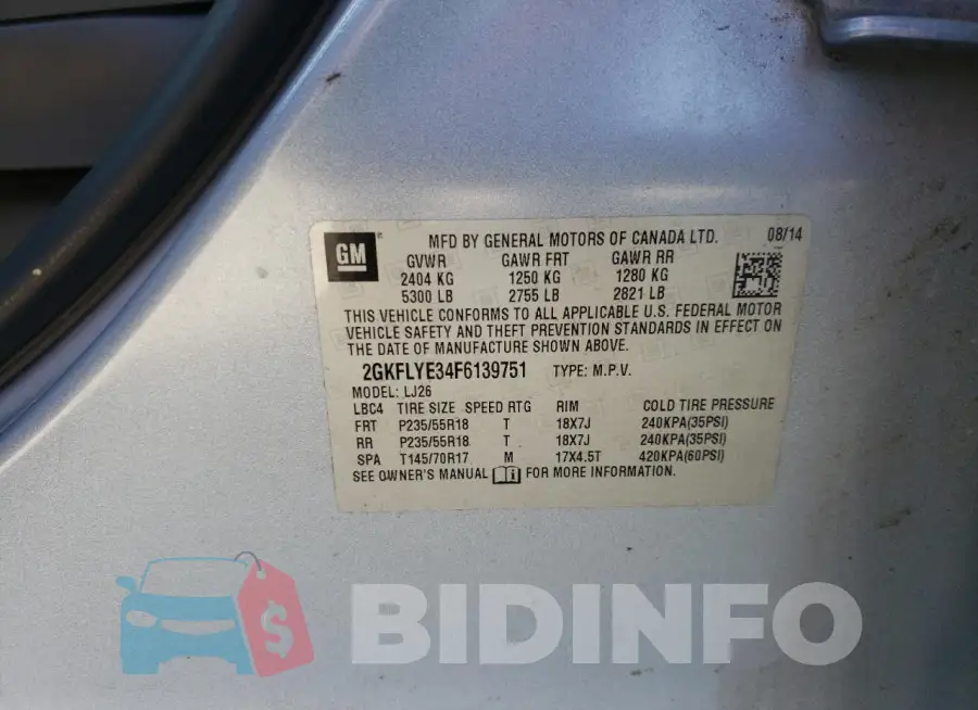 2GKFLYE34F6139751 Photo# 12