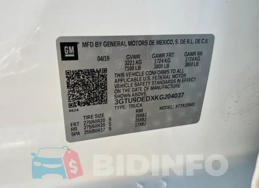 3GTU9DEDXKG204037 Photo# 10