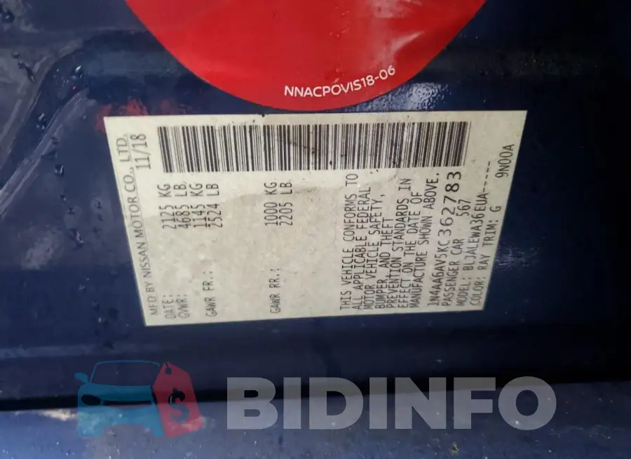 1N4AA6AV5KC362783 Photo# 12