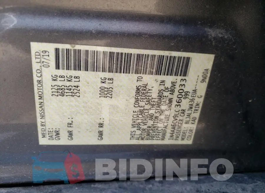 1N4AA6CV9LC360033 Photo# 13