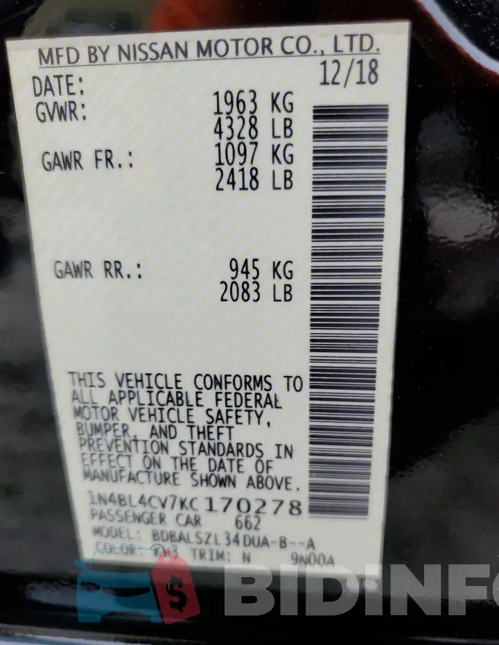 1N4BL4CV7KC170278 Photo# 12