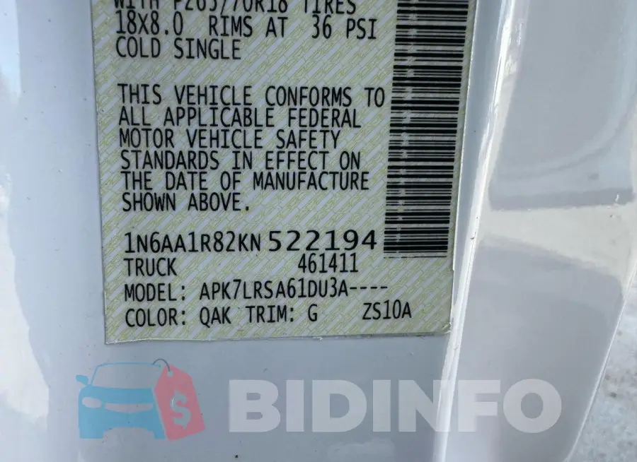 1N6AA1R82KN522194 Photo# 10