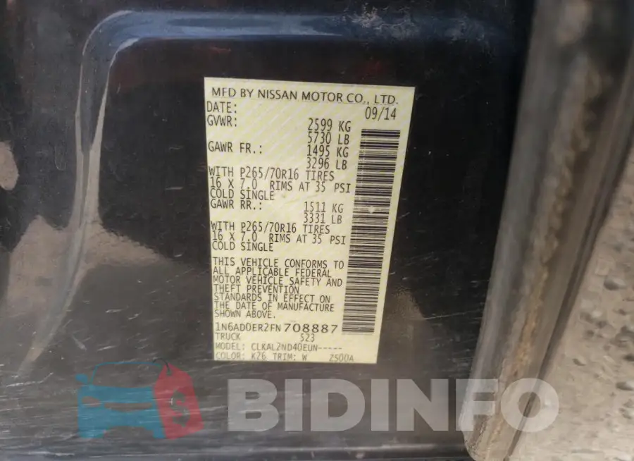 1N6AD0ER2FN708887 Photo# 12