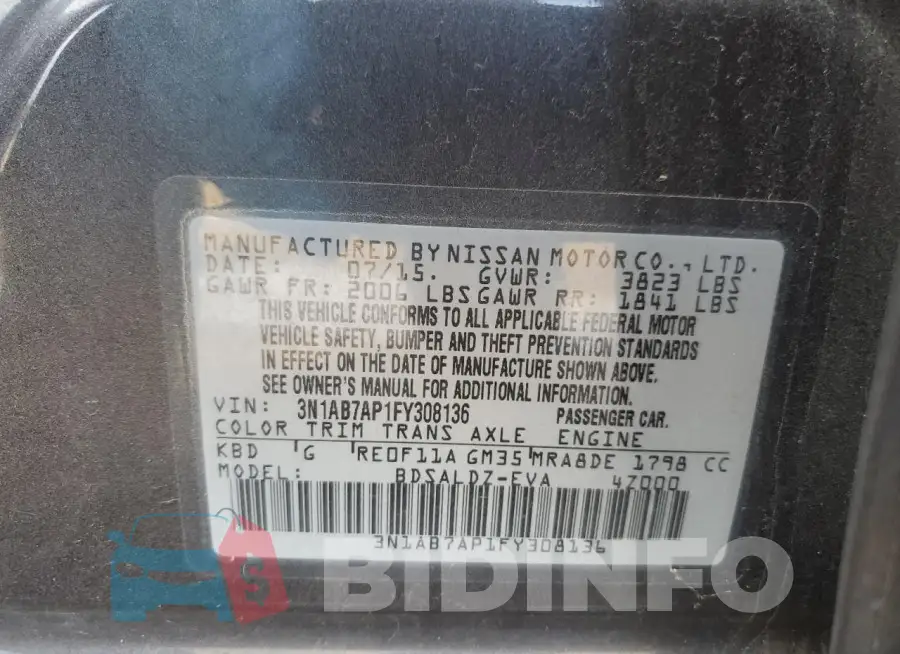 3N1AB7AP1FY308136 Photo# 12