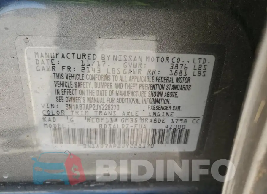 3N1AB7AP2JY228370 Photo# 12