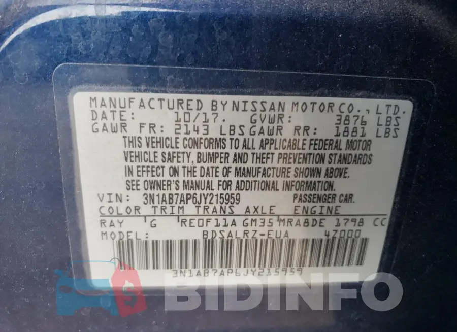 3N1AB7AP6JY215959 Photo# 13