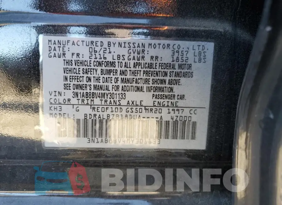 3N1AB8BV4MY301133 Photo# 12