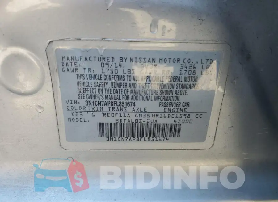 3N1CN7AP8FL851674 Photo# 12