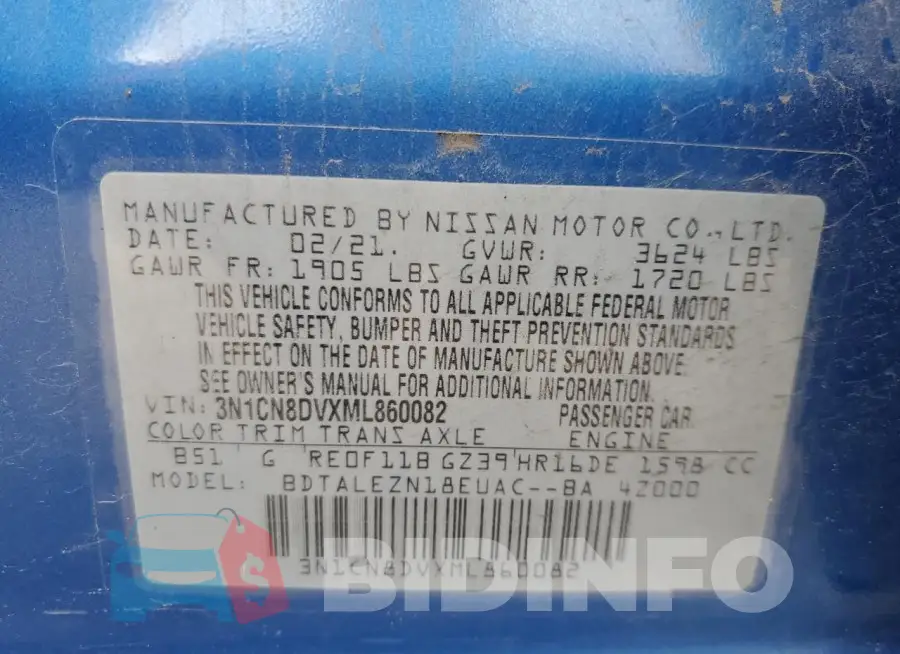 3N1CN8DVXML860082 Photo# 12