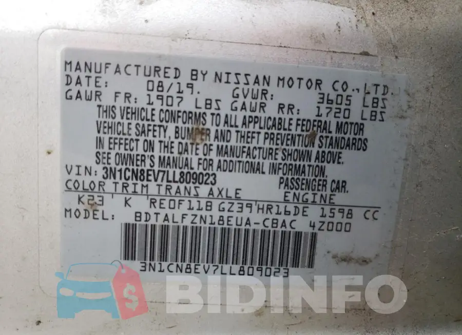 3N1CN8EV7LL809023 Photo# 12