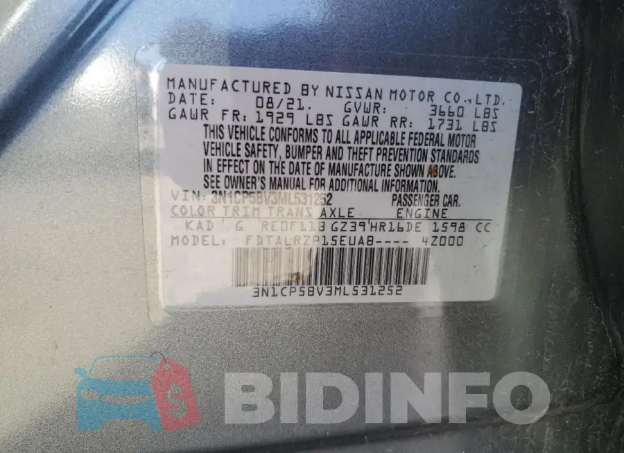 3N1CP5BV3ML531252 Photo# 13