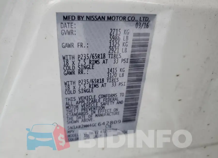 5N1AR2MM4GC642809 Photo# 13