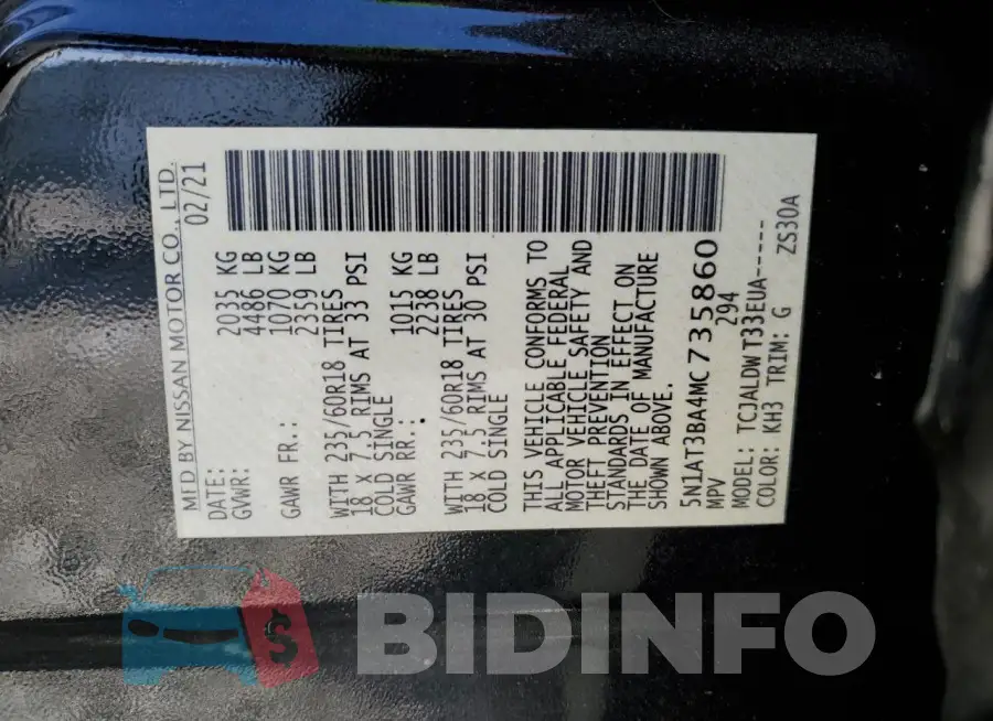 5N1AT3BA4MC735860 Photo# 13