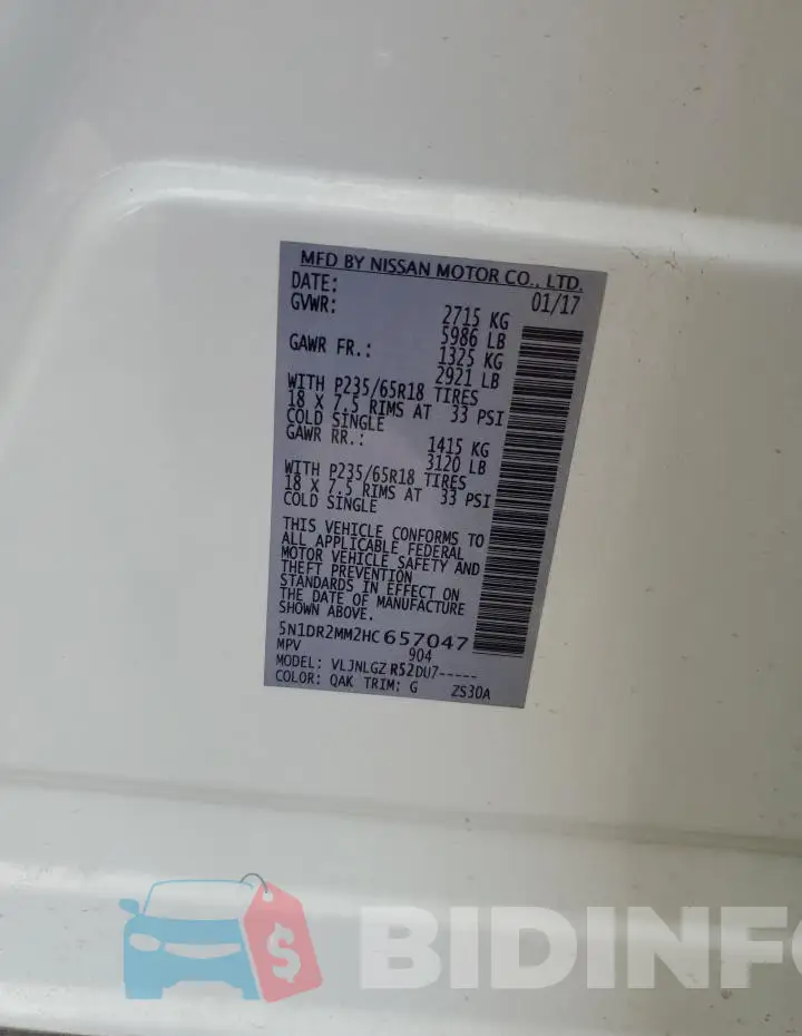 5N1DR2MM2HC657047 Photo# 12