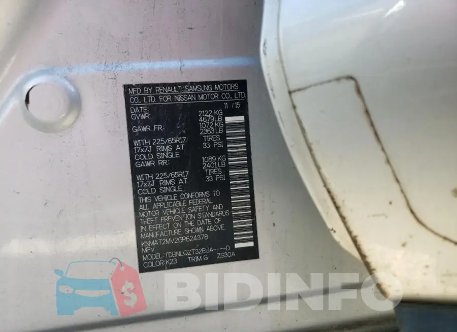 KNMAT2MV2GP624378 Photo# 13
