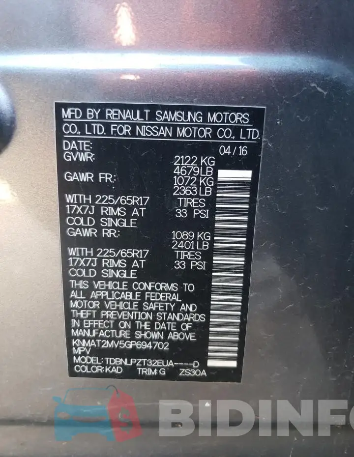 KNMAT2MV5GP694702 Photo# 12