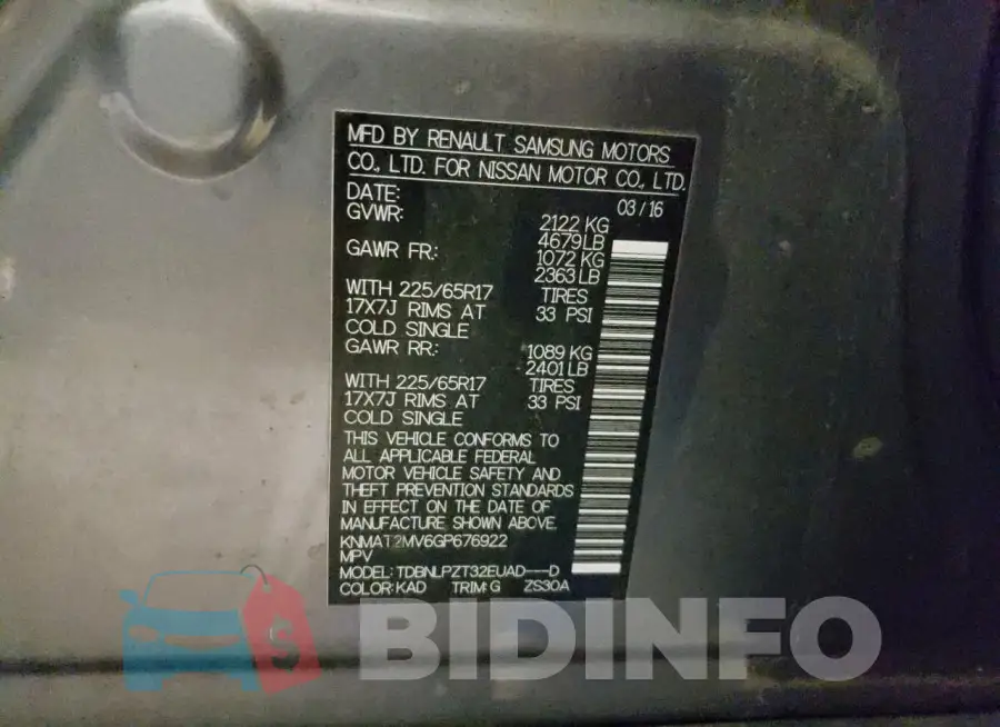 KNMAT2MV6GP676922 Photo# 12