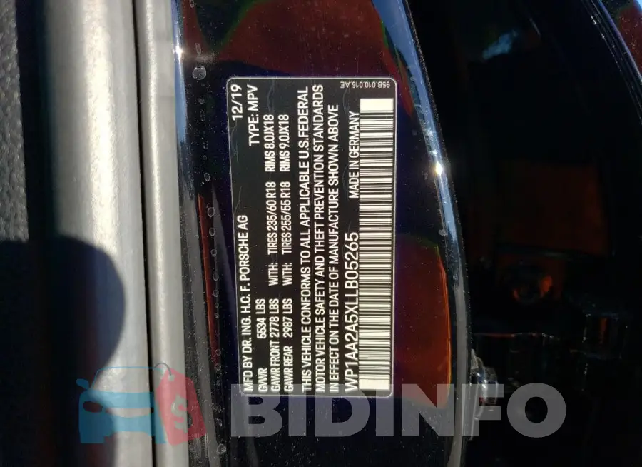 WP1AA2A5XLLB05265 Photo# 14