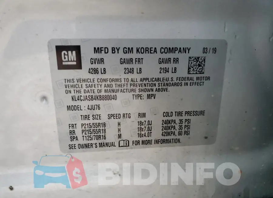 KL4CJASB4KB880040 Photo# 12