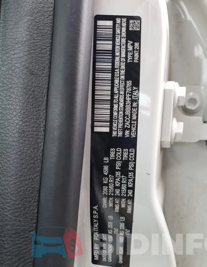 ZACCJBBB3HPF78765 Photo# 12
