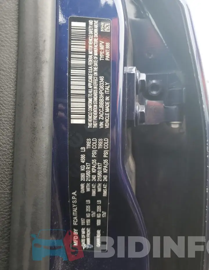 ZACCJBBB3HPG63346 Photo# 13