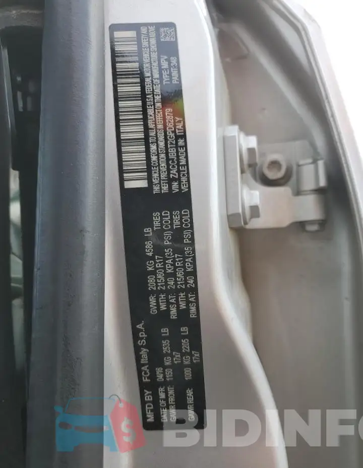 ZACCJBBT2GPD62879 Photo# 12