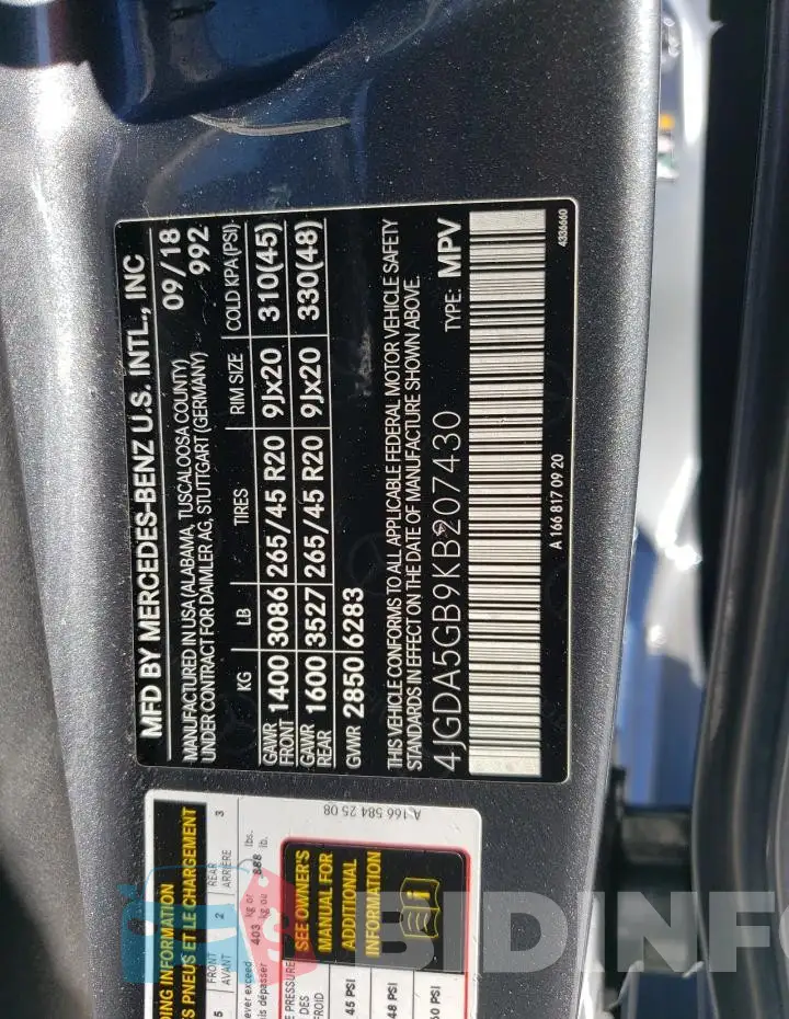4JGDA5GB9KB207430 Photo# 13