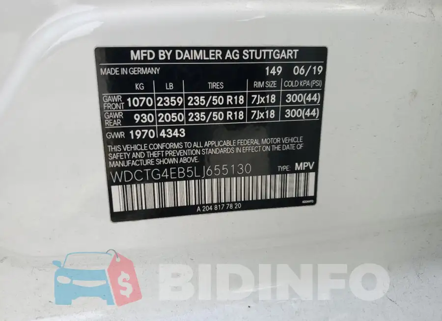 WDCTG4EB5LJ655130 Photo# 12