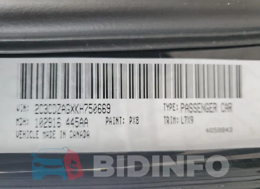 2C3CDZAGXKH750669 Photo# 12