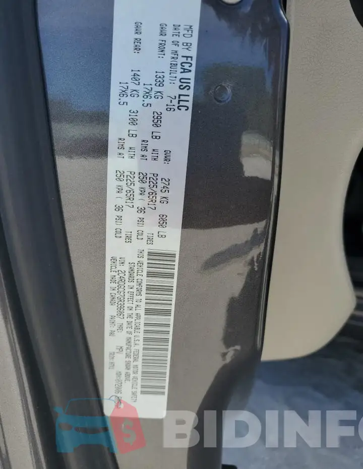 2C4RDGCG7GR396067 Photo# 13