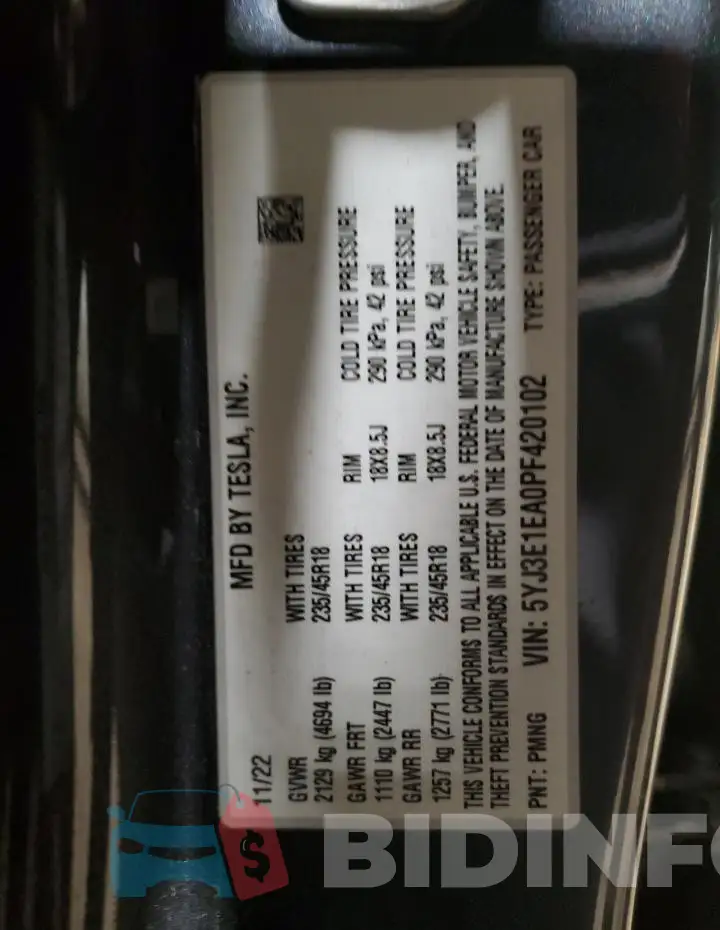 5YJ3E1EA0PF420102 Photo# 12