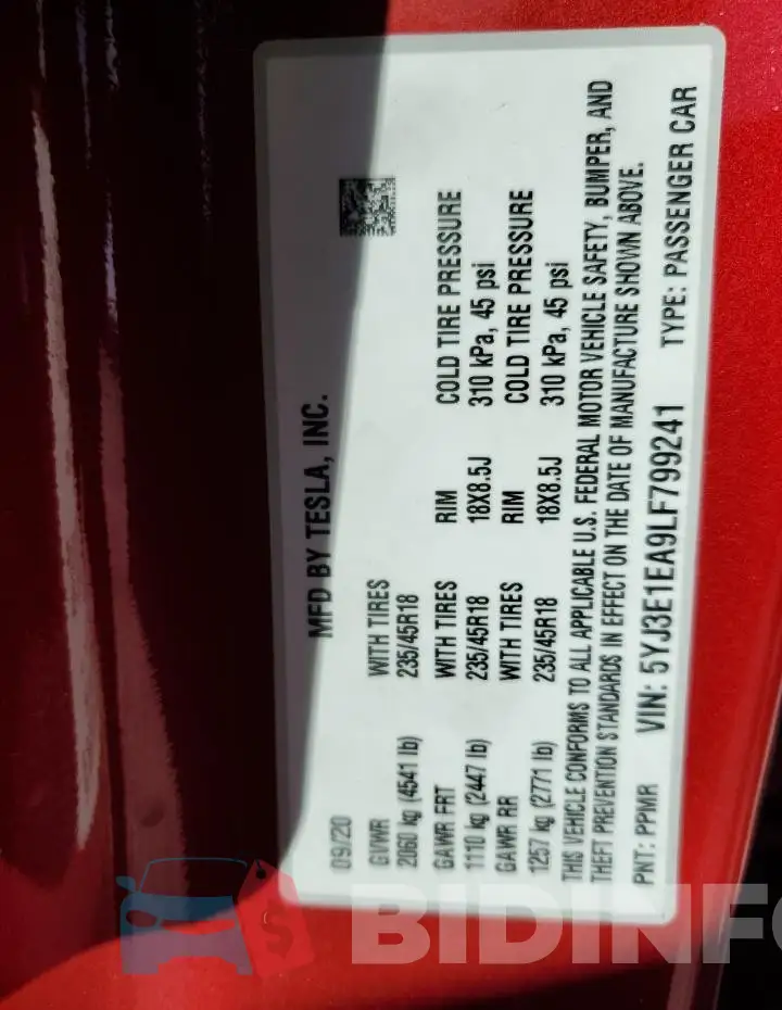 5YJ3E1EA9LF799241 Photo# 12