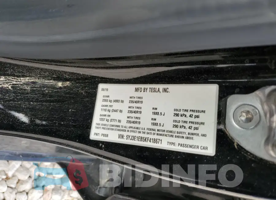5YJ3E1EB5KF418671 Photo# 12
