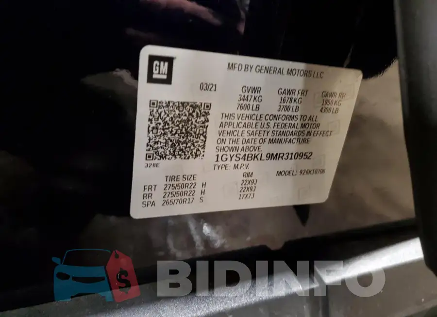 1GYS4BKL9MR310952 Photo# 13