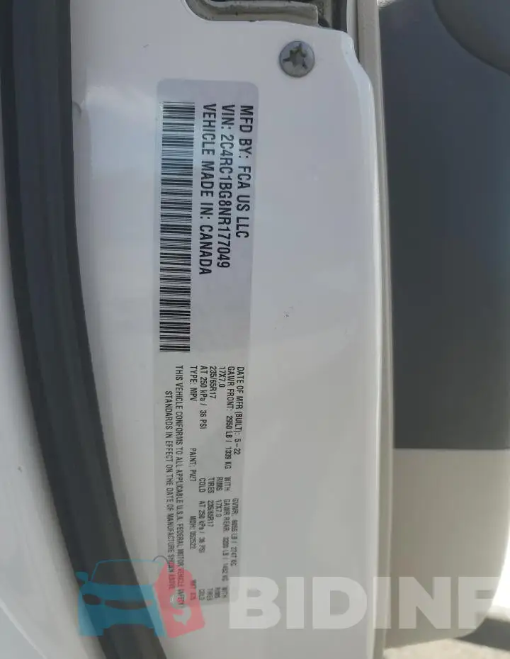2C4RC1BG8NR177049 Photo# 13