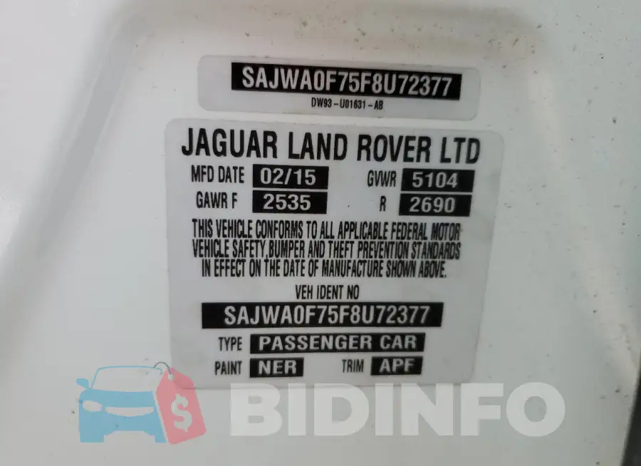 SAJWA0F75F8U72377 Photo# 13
