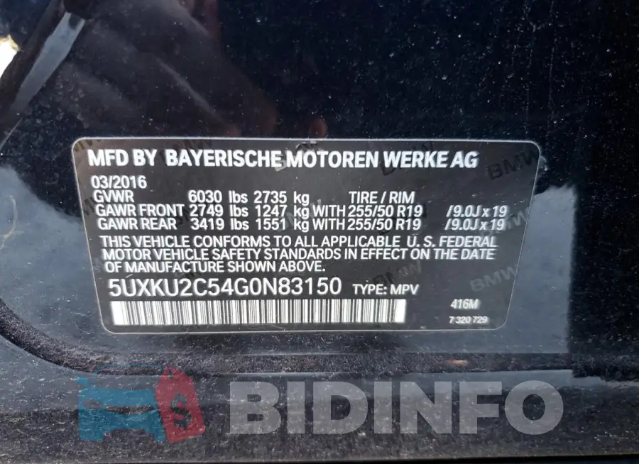 5UXKU2C54G0N83150 Photo# 12