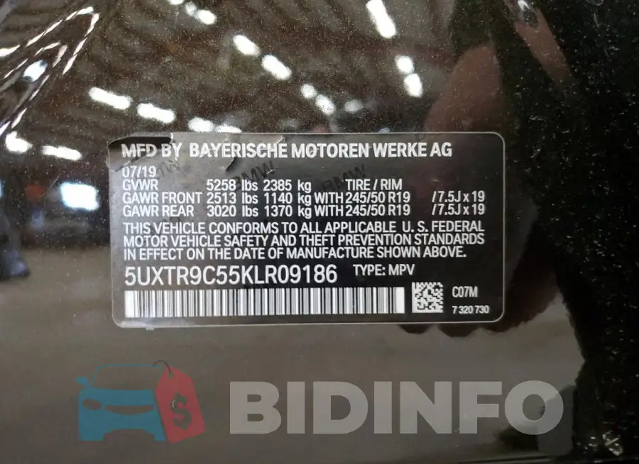 5UXTR9C55KLR09186 Photo# 13