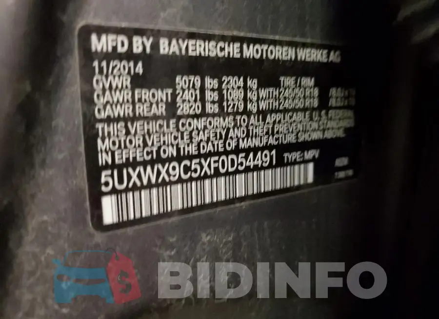 5UXWX9C5XF0D54491 Photo# 12