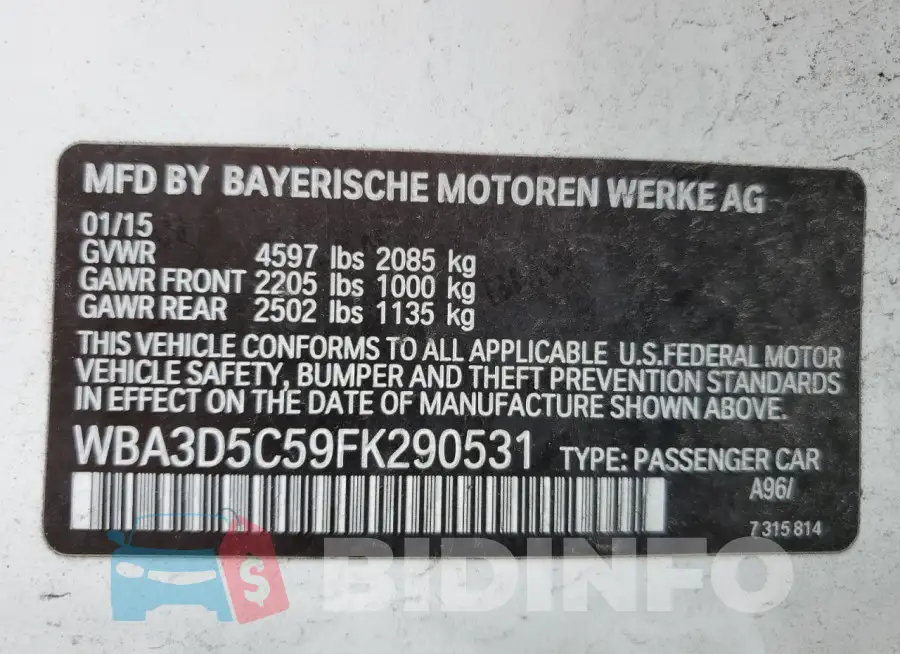 WBA3D5C59FK290531 Photo# 12