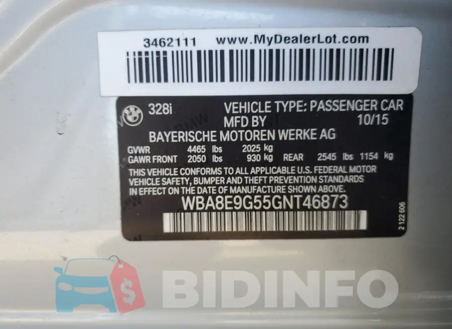 WBA8E9G55GNT46873 Photo# 12