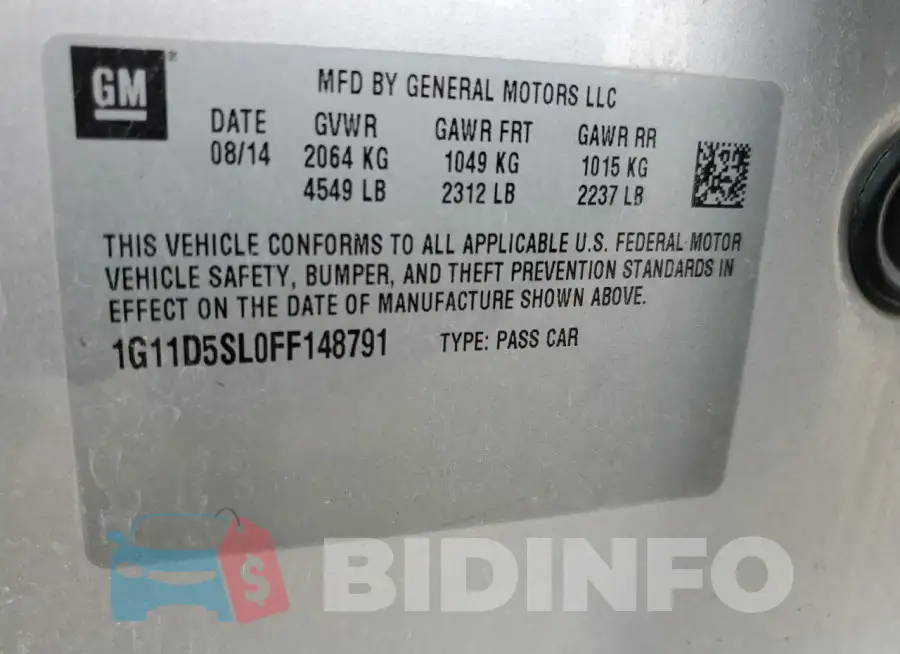 1G11D5SL0FF148791 Photo# 12