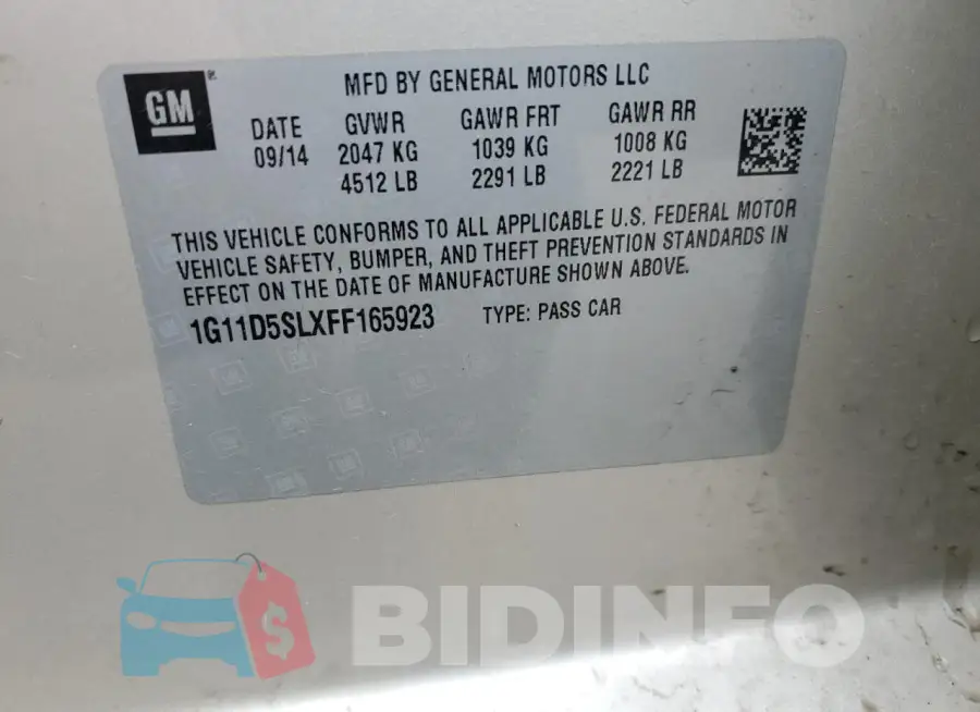 1G11D5SLXFF165923 Photo# 12