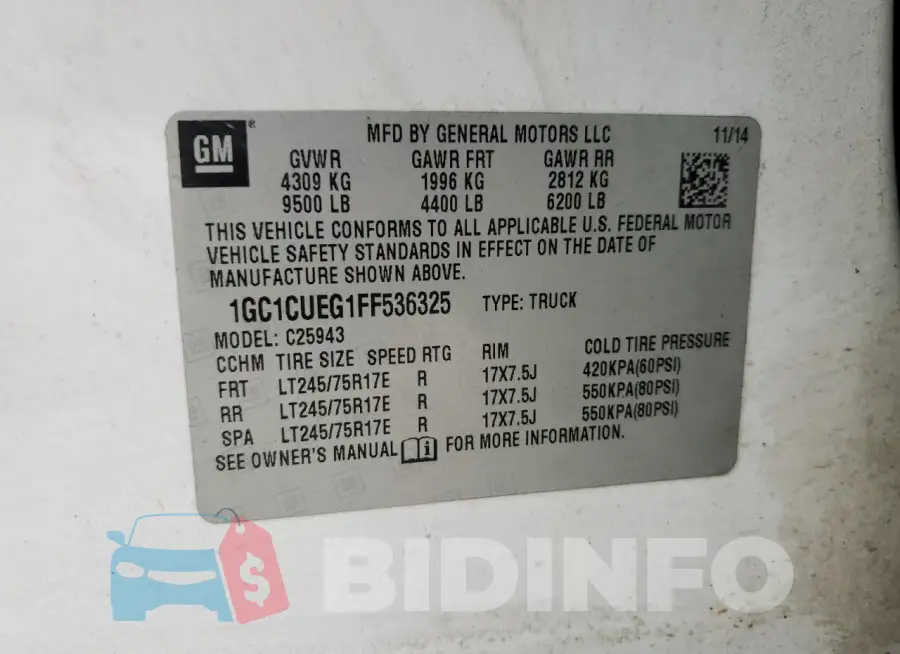 1GC1CUEG1FF536325 Photo# 12